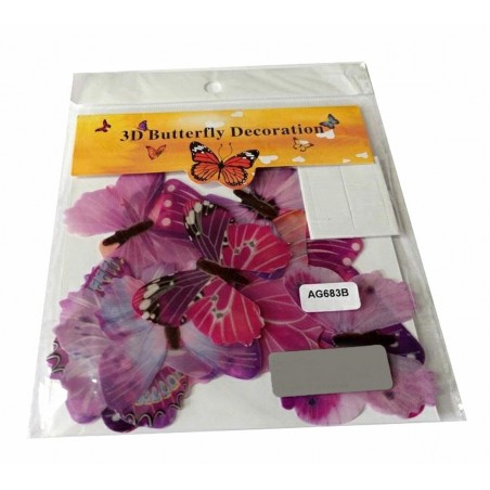 Set fluturi decorativi fosforescenti, 12buc, autoadezivi, 11-6cm, multicolor