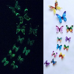 Set fluturi decorativi fosforescenti, 12buc, autoadezivi, 11-6cm, multicolor