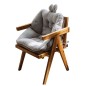 Perna scaun cu spatar, snur prindere, bumbac, 45  x 45 x 8cm, gri
