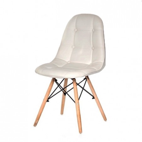 Scaun piele sufragerie, picioare antiderapante, 86 x 48 x 45cm, alb