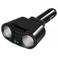 Splitter bricheta auto cu voltmetru/USB, 3,1A, 1A, 12/24V DC, 100W, 13 x 7,5 x 3,2cm, negru Splitter bricheta auto cu voltmetru/USB, 3,1A, 1A, 12/24V DC, 100W, 13 x 7,5 x 3,2cm, negru