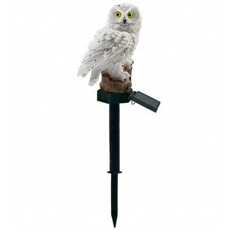 Lampa solara de exterior, figurina bufnita alba, IP67, 40mAh, 0,2 W, 1,2V, 43 x 15cm