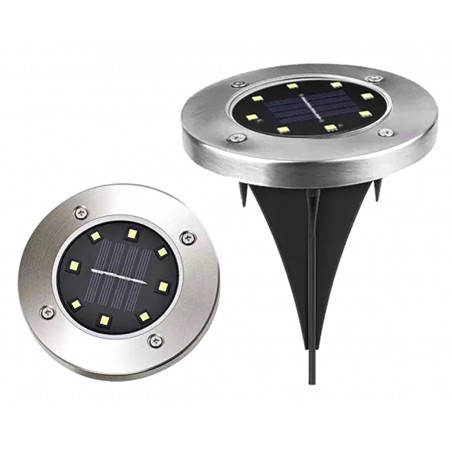 Set 4 lampi solare LED exterior, 8 LED-uri, rezistenta interperii, IP67, 4000K, 13 x 11,5cm, negru/argintiu