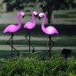 Set 3 lampi solare LED, grad protectie IP65, figurina flamingo, rezistenta interperii, 300mAh, 1,2V, 52,5 cm, roz