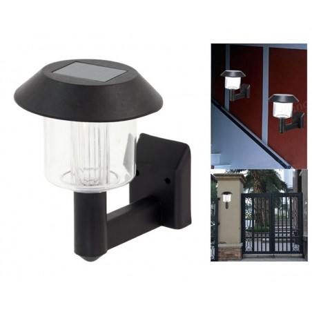 Lampa solara LED exterior, prindere perete, rezistenta interperii, 12 x 12 cm, negru