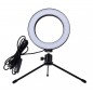 Lampa circulara cu telecomanda, dimensiune reglabila, intrare USB, 3200-5800K, 2A, 6,5W, 5V, 2,5kg, 16cm, negru/alb