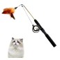 Jucarie interactiva pisici, lanseta telescopica, plastic/metal, negru