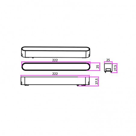 Spot LED pe sina magnetica, putere 12W, 720 lm, 222 x 25 x 27.5 mm, carcasa neagra