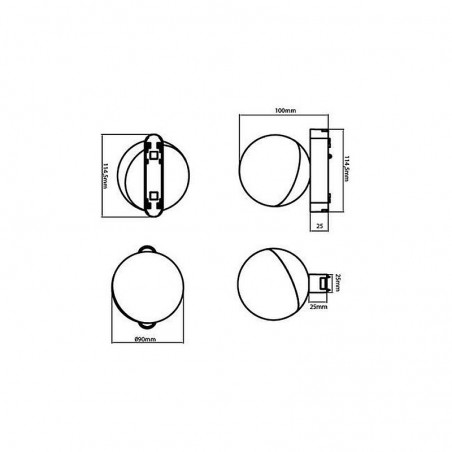 Lampa de perete sfera, LED SMD 10W, flux luminos 800lm, rotatie 350 grade