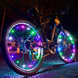 Lumini decorative pentru roata bicicleta, 20 LED-uri colorate, 2 moduri iluminare, fir 2 m