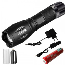 Lanterna CREE LED SMD, 10000 lm, raza 500 m, Zoom reglabil, 4 moduri iluminare, aluminiu, rezistenta la apa
