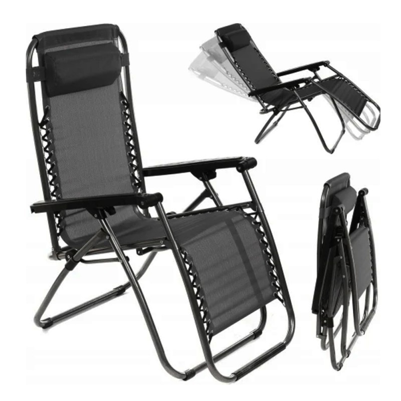 Sezlong pliabil tip scaun, reglabil, tetiera detasabila, 165x114x65 cm