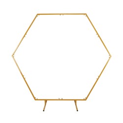 Arcada hexagonala pentru decor evenimente, cadru din metal, latime 2 m, auriu