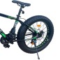 Bicicleta Fat Bike, roti 26 inch, cadru 17 inch, schimbator Shimano, 21 viteze, frane pe disc, negru/verde