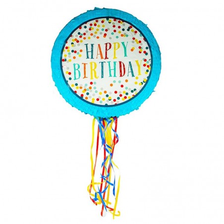 Pinata Happy Birthday, figurina multicolor, 43x9x43 cm