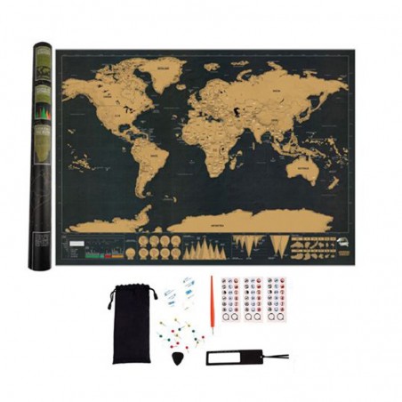 Harta razuibila a lumii, limba engleza, stickere si accesorii incluse, 82.5 x 59.5 cm