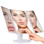 Oglinda cosmetica extensibila, 22 LED-uri, zoom 2X 3X, buton touch, USB, alb