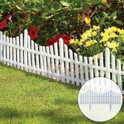 Gardulet decorativ pentru gradina, separator gazon si flori, 60.5x32.5 cm, PVC alb