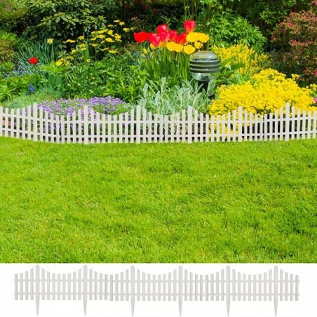 Gardulet decorativ pentru gradina, separator gazon si flori, 60.5x32.5 cm, PVC alb