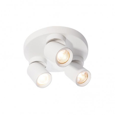 Plafoniera rotunda cu 3 spoturi reglabile, GU10, 3x35W, alb mat, aluminiu