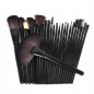 Set 24 pensule profesionale pentru make-up, par sintetic, husa piele ecologica, negru
