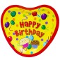 Set 10 farfurii Happy Birthday, forma inimioara, carton, 23 cm