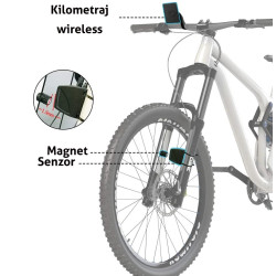 Kilometraj wireless pentru bicicleta, 15 functii, display LED, ora, monitorizare consum calorii