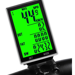 Kilometraj wireless pentru bicicleta, 15 functii, display LED, ora, monitorizare consum calorii