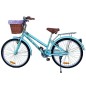 Bicicleta dama, 24 inch, V-brake, cos cumparaturi, portbagaj, sonerie, turcoaz, RESIGILAT