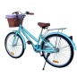 Bicicleta dama, 24 inch, V-brake, cos cumparaturi, portbagaj, sonerie, turcoaz, RESIGILAT