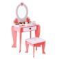 Masa de toaleta pentru fetite, cu oglinda si scaun, 94x34x60 cm, lemn, roz, RESIGILAT