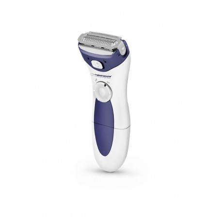 Epilator Esperanza, forma ergonomica, maner anti-alunecare, alimentare baterii, mov/alb