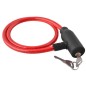 Cablu antifurt bicicleta, inchidere cheie, lungime 62 cm, rosu