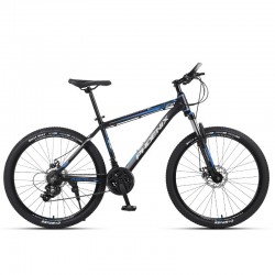 Bicicleta MTB de 26 inch, 21 viteze Shimano, jante aluminiu, frane disc, Phoenix, negru-albastru
