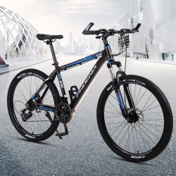 Bicicleta MTB de 26 inch, 21 viteze Shimano, jante aluminiu, frane disc, Phoenix, negru-albastru