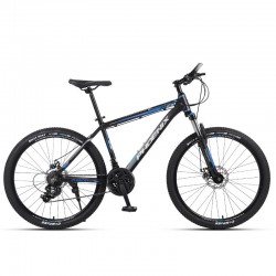Bicicleta MTB de 26 inch, 21 viteze Shimano, jante aluminiu, frane disc, Phoenix, negru-albastru
