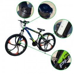 Bicicleta Mountain Bike 26 inch, cadru otel, frane pe disc, 21 viteze Shimano, albastru-galben, Tornado Phoenix, RESIGILAT
