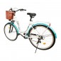 Bicicleta dama, roti 28 inch, 7 viteze Shimano, V-Brake, cos cumparaturi, portbagaj, alb turcoaz, RESIGILAT