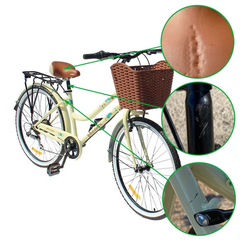 Bicicleta dama cu cos, roti 26 inch, 7 viteze, schimbator Shimano, cadru otel 17", V-Brake, Phoenix, RESIGILAT Bicicleta dama cu cos, roti 26 inch, 7 viteze, schimbator Shimano, cadru otel 17", V-Brake, Phoenix, RESIGILAT