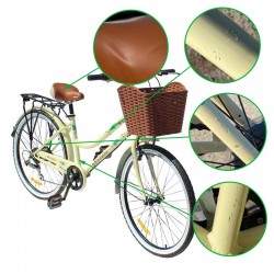 Bicicleta dama cu cos, roti 26 inch, 7 viteze, schimbator Shimano, cadru otel 17", V-Brake, RESIGILAT