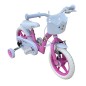 Bicicleta 12 inch, roti ajutatoare, cos cumparaturi, sistem franare V-brake, alb roz, RESIGILAT
