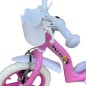 Bicicleta 12 inch, roti ajutatoare, cos cumparaturi, sistem franare V-brake, alb roz, RESIGILAT
