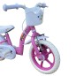 Bicicleta 12 inch, roti ajutatoare, cos cumparaturi, sistem franare V-brake, alb roz, RESIGILAT