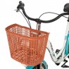Bicicleta dama, roti 28 inch, 7 viteze Shimano, V-Brake, cos cumparaturi, portbagaj, alb turcoaz