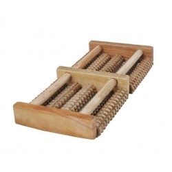 Aparat masaj pentru picioare, multifunctional, 10 role masaj, lemn, 26,5x12x3 cm, maro