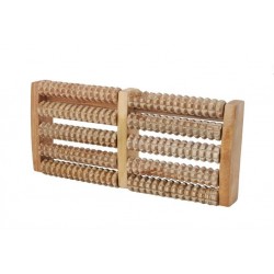 Aparat masaj pentru picioare, multifunctional, 10 role masaj, lemn, 26,5x12x3 cm, maro