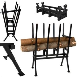 Suport metalic pentru taiat lemne, reglare inaltime 104-111cm, 4 suporti, pliabil, 78x45x111cm, negru