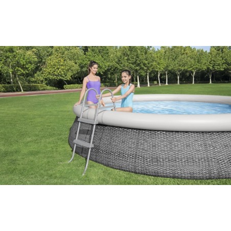 Scara piscina supraterana, 2 trepte, greutate maxima sustinuta 150 kg, 116x66x87cm, 5,8kg, argintiu