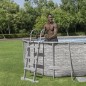 Scara piscina, 3 trepte, accesorii montare incluse, 139x66x111 cm, 8,5kg, argintiu