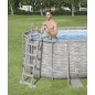 Scara piscina, 4 trepte, cadru metalic, 118x76,5x163cm, 12,3kg, argintiu